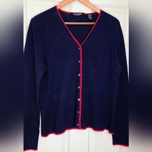 Holt Renfrew Women's Silk/cashmere Navy Blue Cardigan LARGE
